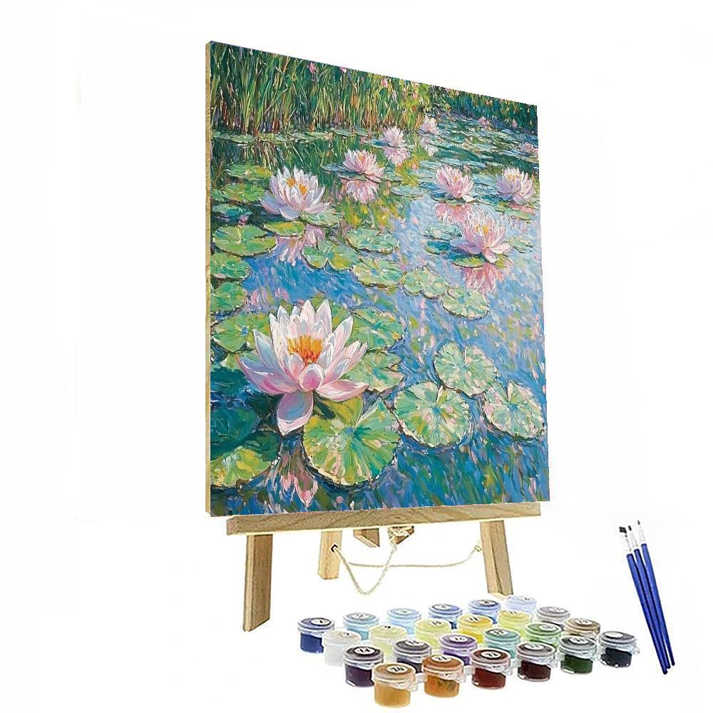 Claude Monet Inspired Romantic Waterlilies Scene  Paint By Numbers