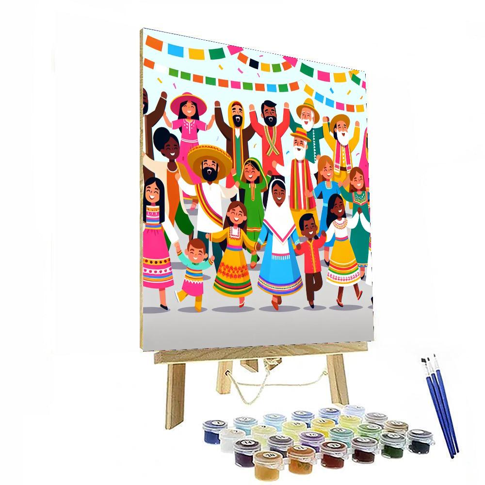 Vibrant Village Parade Painting Number Kit