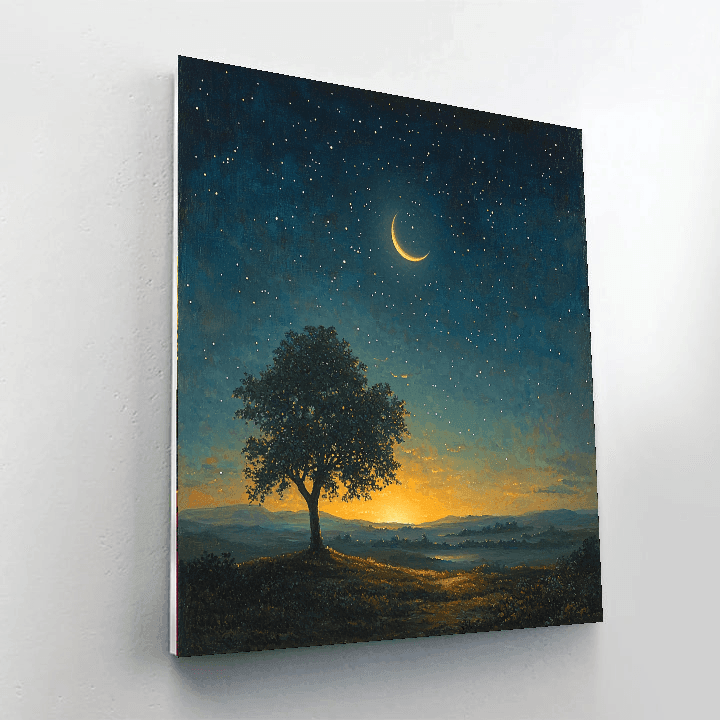 Caspar David Friedrich Inspired Mystical Starry Night Serenade - DIY Painting By Numbers Kit