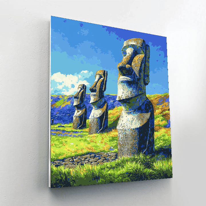 Moai Statues On Easter Island DIY Paint By Numbers