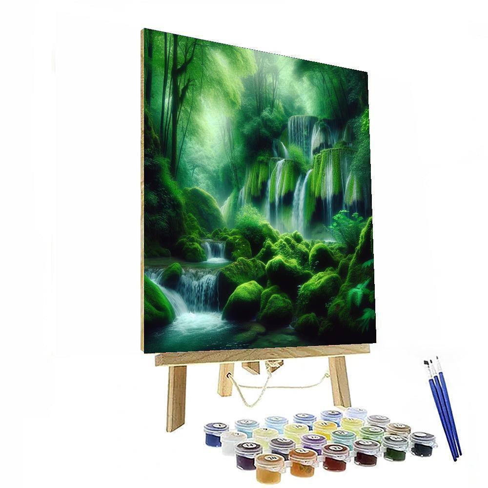 Mystic Forest Waterfall Paint By Numbers Art