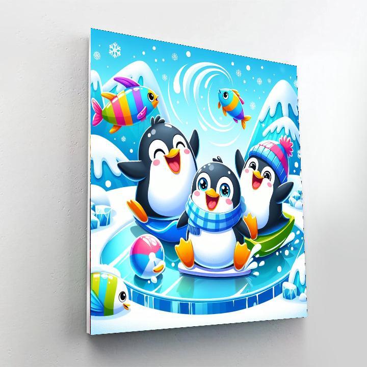 Joyful Journey With Penguins Painting Number Kit
