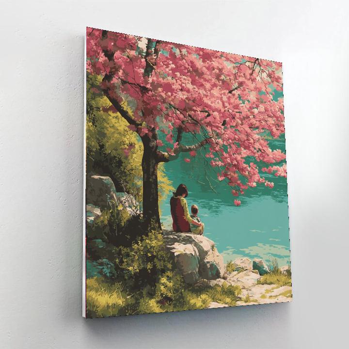 Mom And Me Under The Cherry Blossoms Paint By Numbers Kits