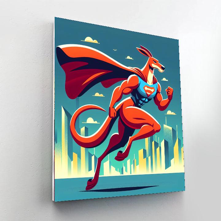 Superhero Kangaroo Number Painting