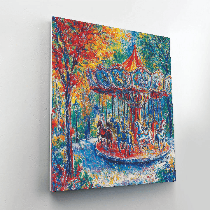 Marc Chagall Inspired Whimsical Carousel Delight  Painting By Numbers Kit