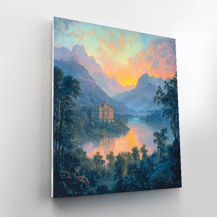 J.M.W. Turner Inspired Ethereal Mountain Glow  Paint By Color