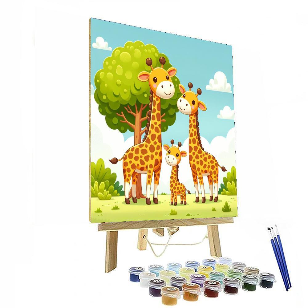 Cute Giraffe Family Paint By Number