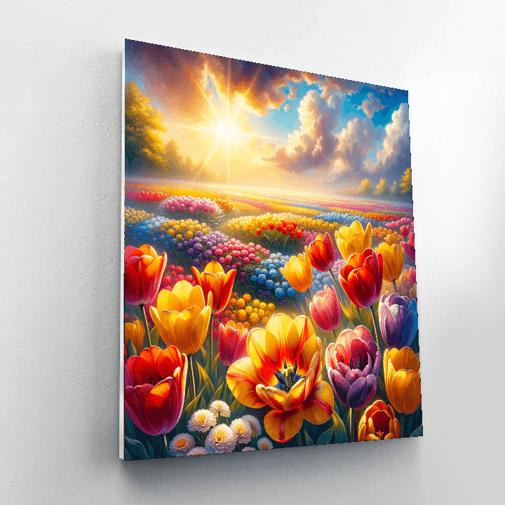 Bright And Breezy Tulip Field Numbered Painting Kits