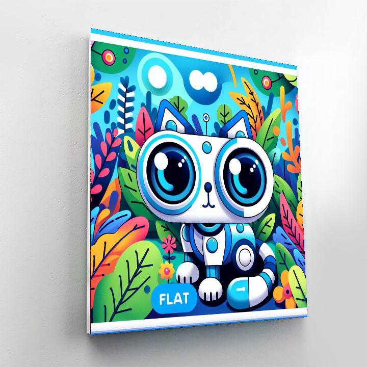 Curious Little Robot Cat Number Painting