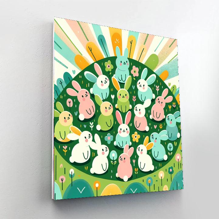 Bouncing Bunny Pals Paint By Numbers Art