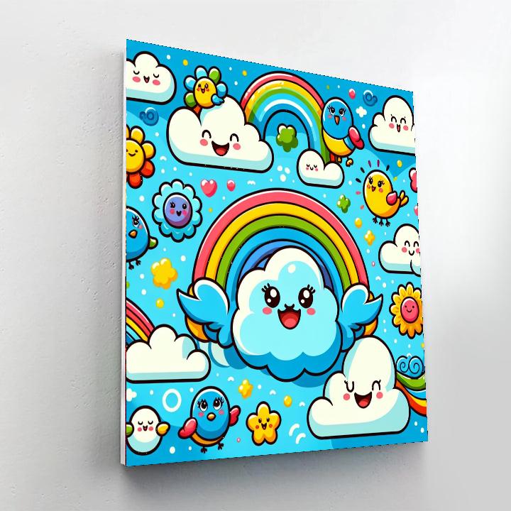 Whimsical Adventures In The Clouds Number Painting