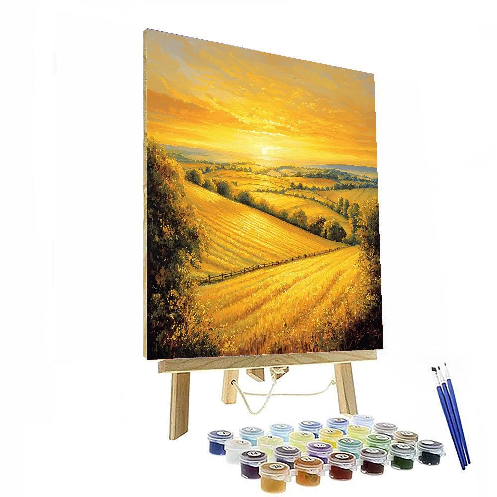 John Constable Inspired Golden Sunset Fields  Paint By Numbers