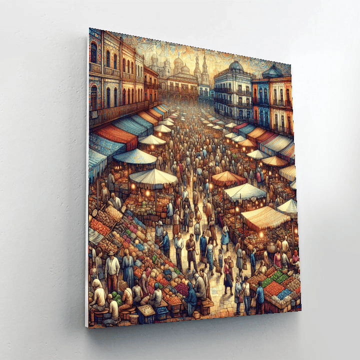 Classic European Marketplace Painting By Numbers Kit