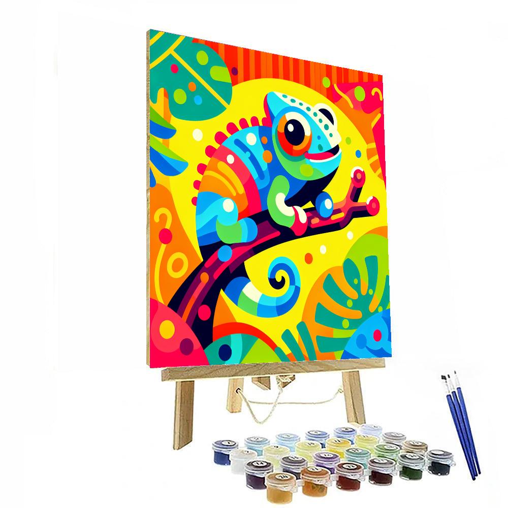 Colorful Chameleon Charm Paint By Numbers Art