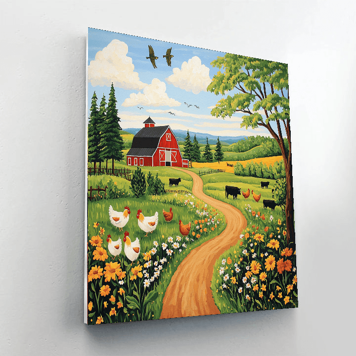 Grandma Moses Inspired Animal Companions  Paint By Numbers