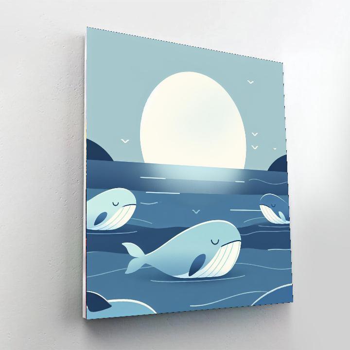 Gentle Moonlit Whales Paint By Numbers Kits