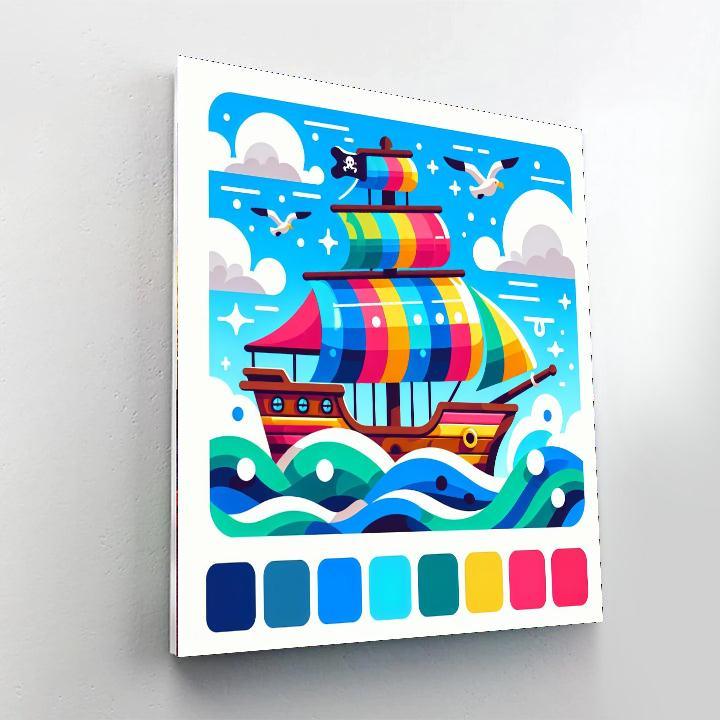 Charming Pirate Ship Adventure Paint By Numbers Art