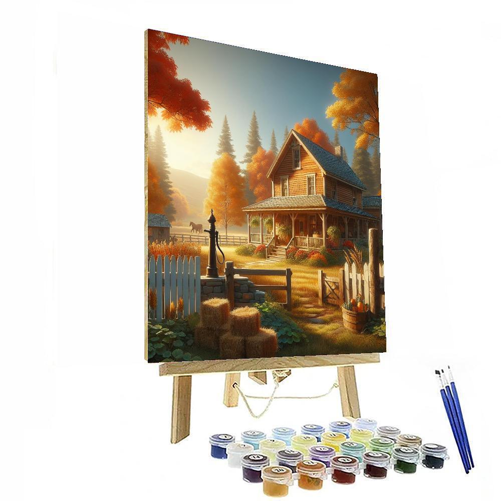 Cozy Farmhouse In Autumn Paint By Numbers Art