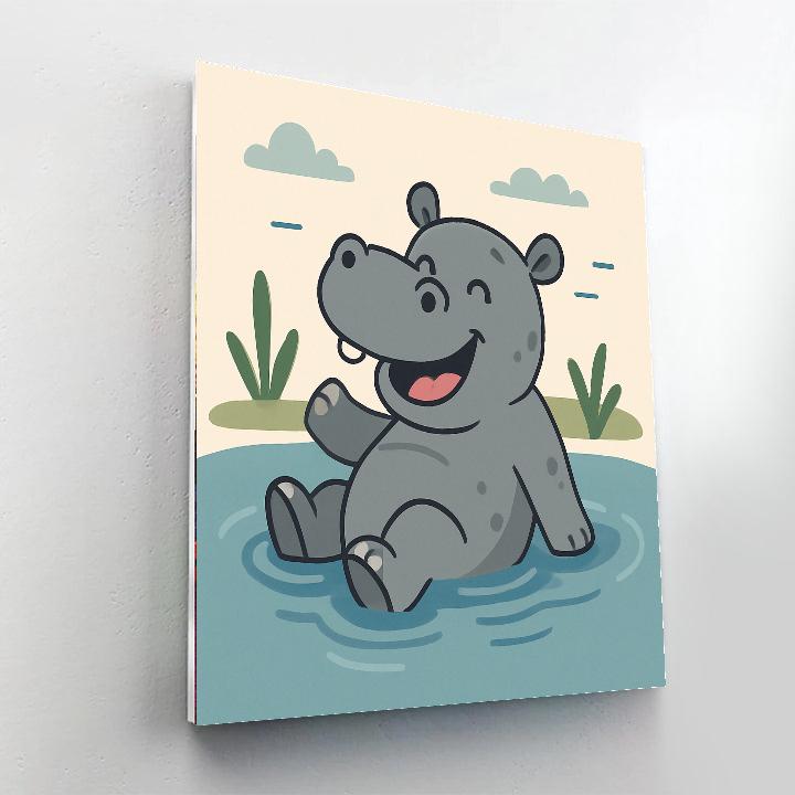 Happy Hippo's River Day DIY Paint By Numbers