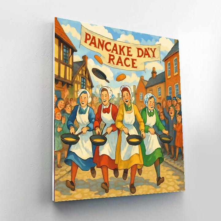 Pancake Day Race - England Paint By Numbers Kits