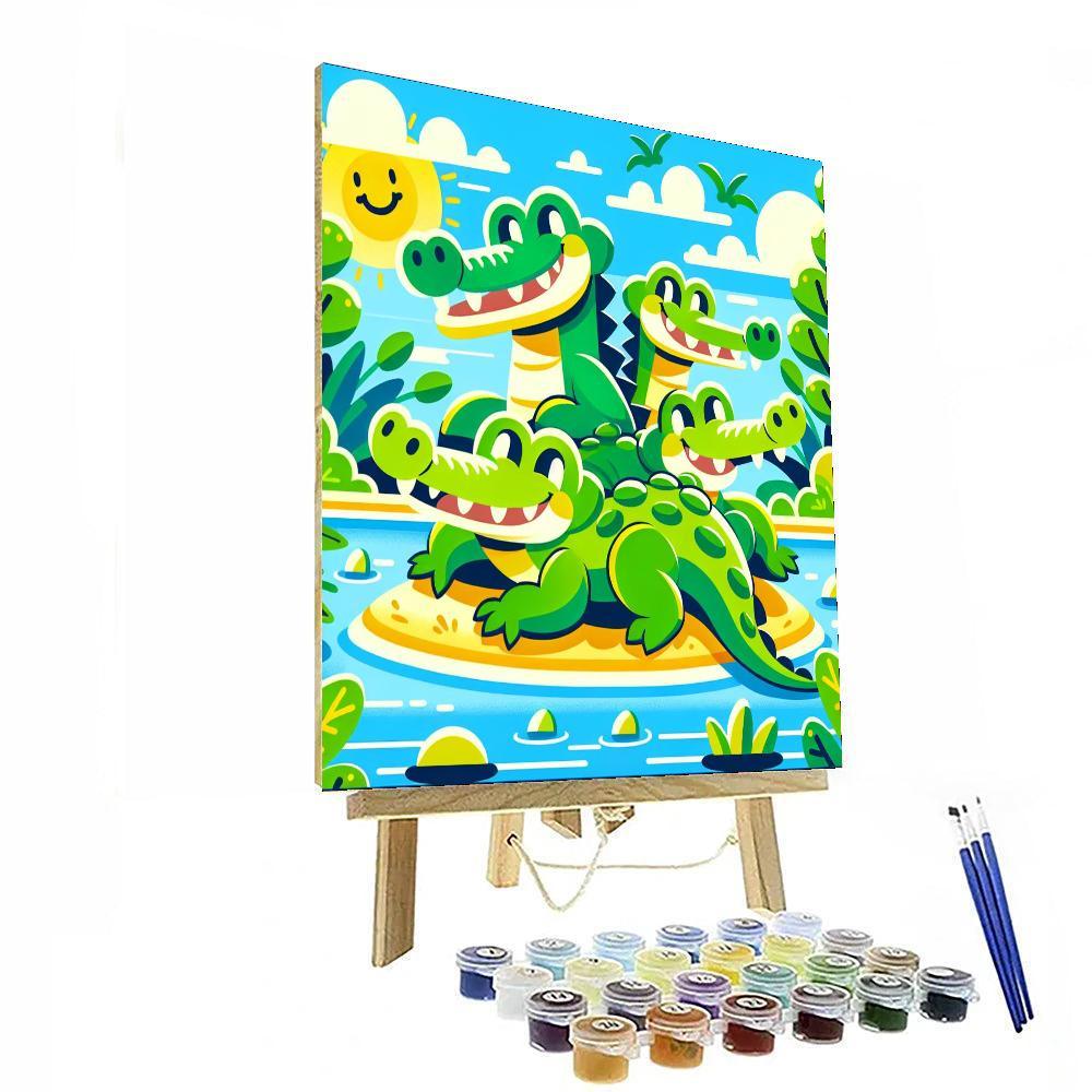 Colorful Crocodiles Paint By Numbers Art