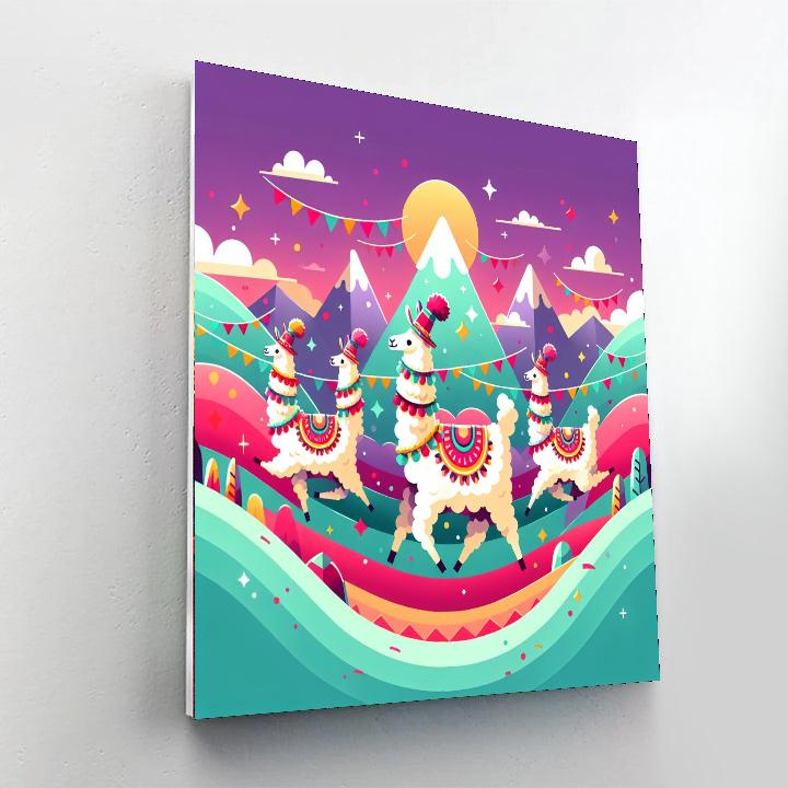 Lively Llama Parade Paint By Numbers