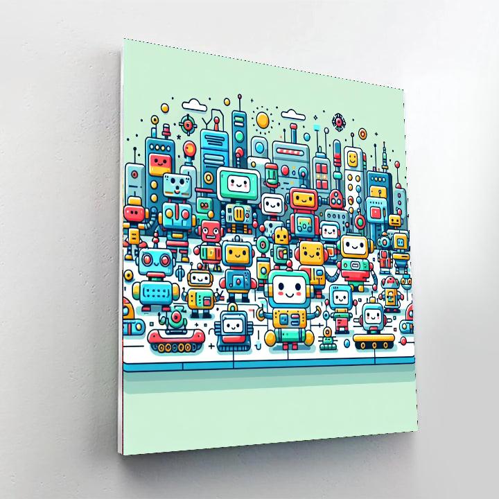 Colorful Robot World Number Painting