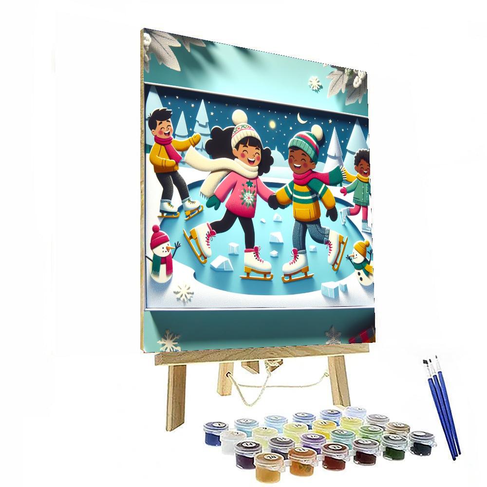 Festive Winter Skating Paint By Numbers Art