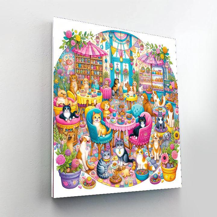 Charming Pet Café Paint By Numbers Art