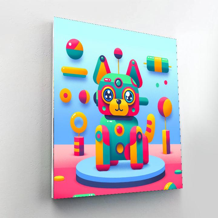 Colorful Robot Dog Numbered Painting Kits