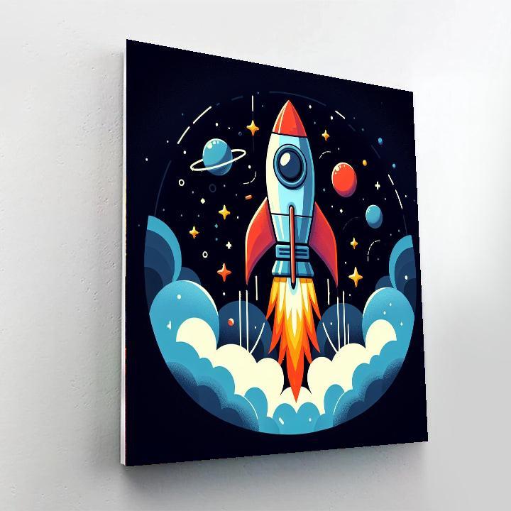 Exciting Rocket Ship Paint By Numbers Art