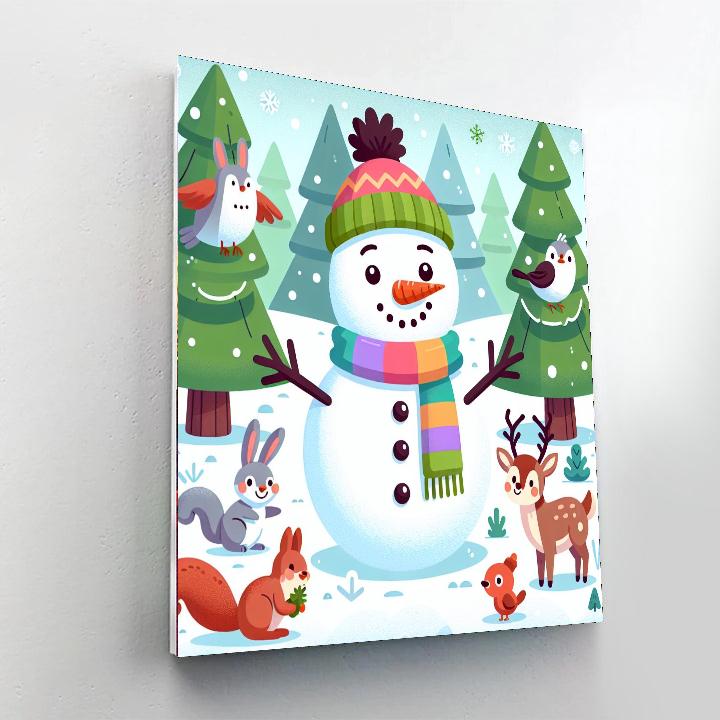 Frosty Friends Snowy Day Number Painting