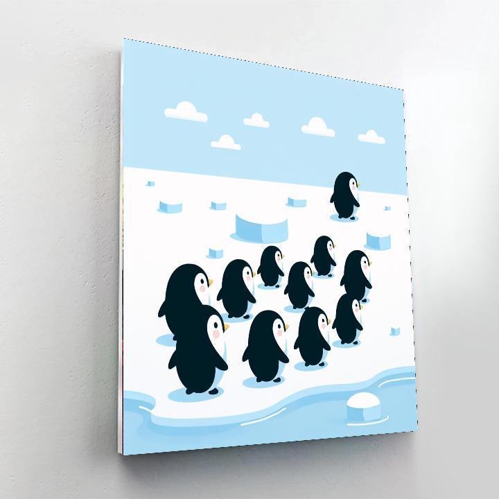 Prancing Penguin Parade Number Painting