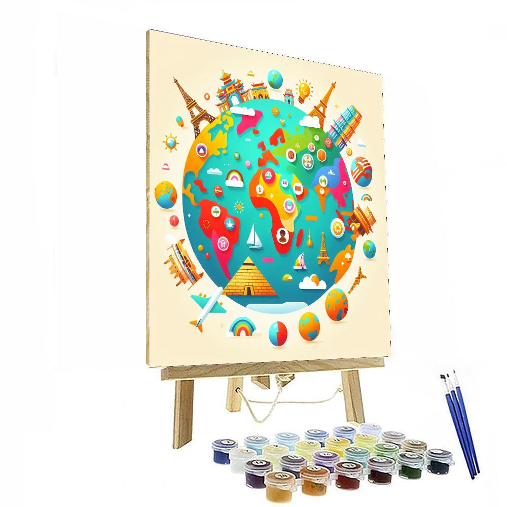 World Explorer Map Number Painting