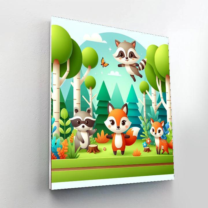 Curious Forest Creatures Paint By Numbers Art