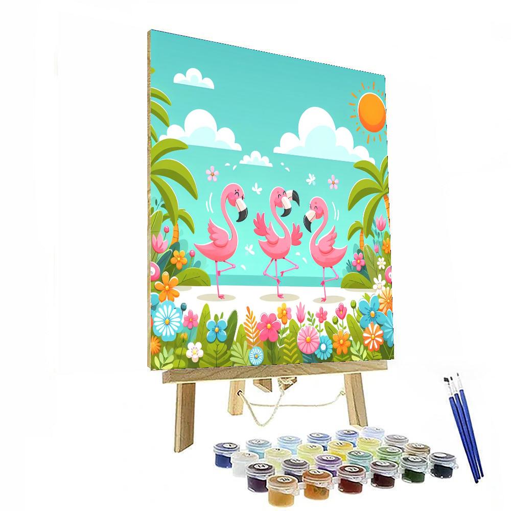 Frolicking Flamingo Fiesta Numbered Painting Kits
