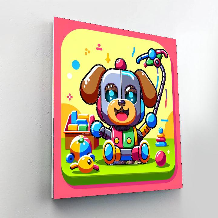 Excited Robot Dog Paint By Numbers Kits