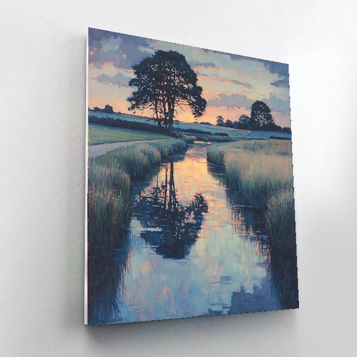 John Constable Inspired Tranquil Reflections At Dusk  Number Painting