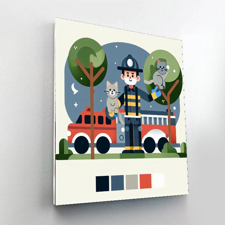 Friendly Firefighter Rescue Paint By Numbers Art