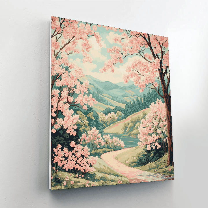 Katsushika Hokusai Inspired Under The Cherry Blossom  Paint By Color