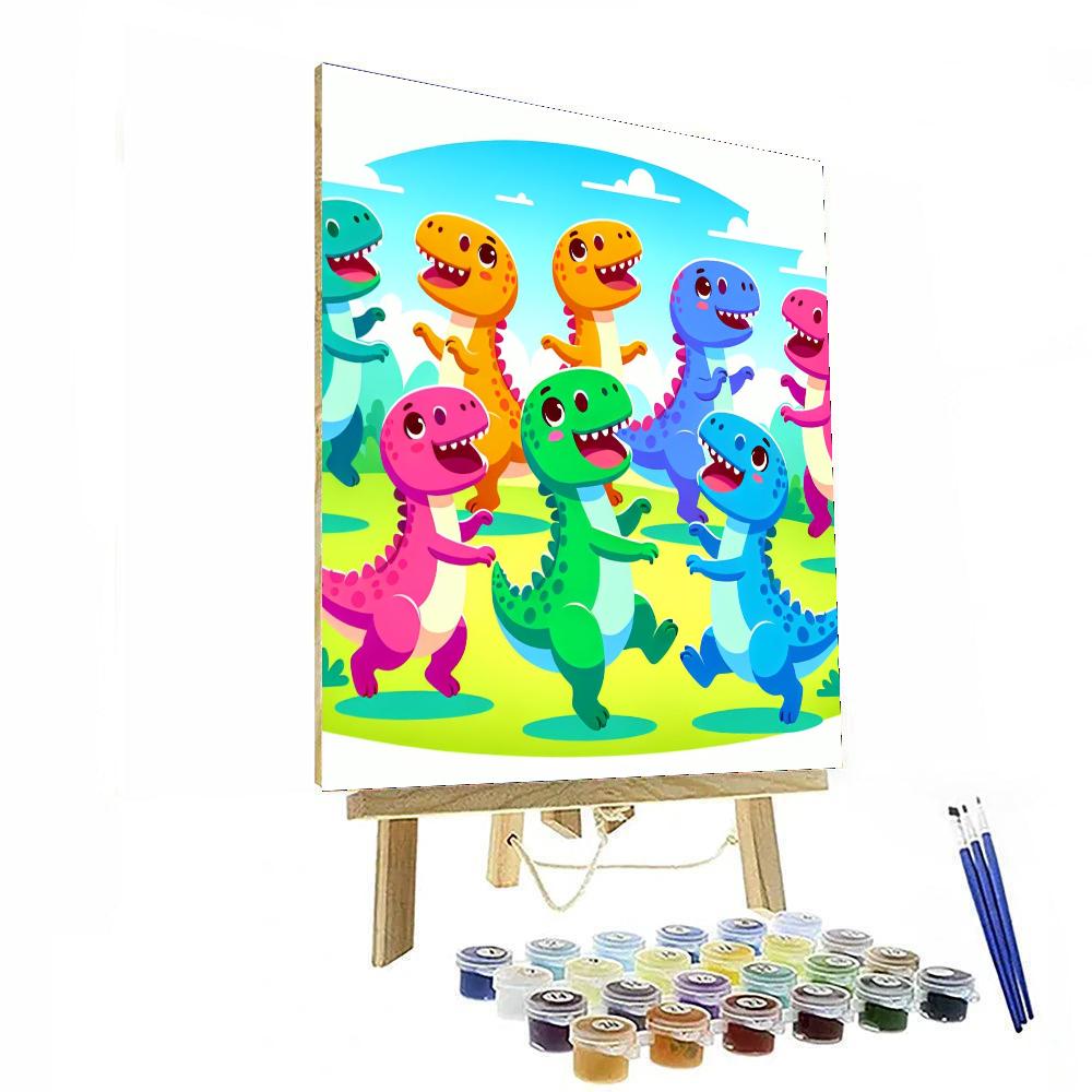 Dancing Dino Friends Numbered Painting Kits