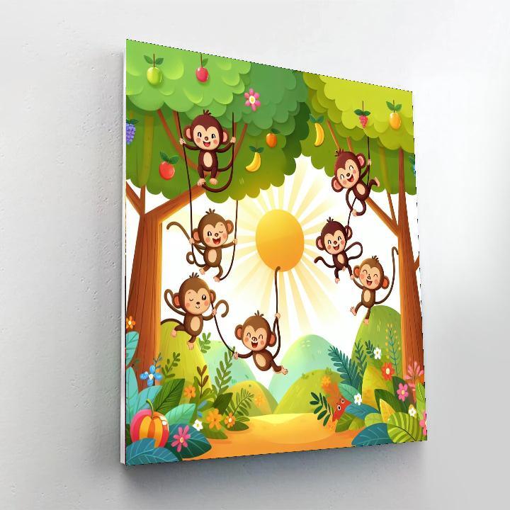 Jungle Journey With Jolly Monkeys Painting Number Kit