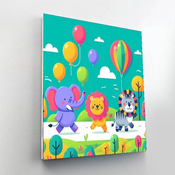 Rainbow Animal Parade Painting Number Kit