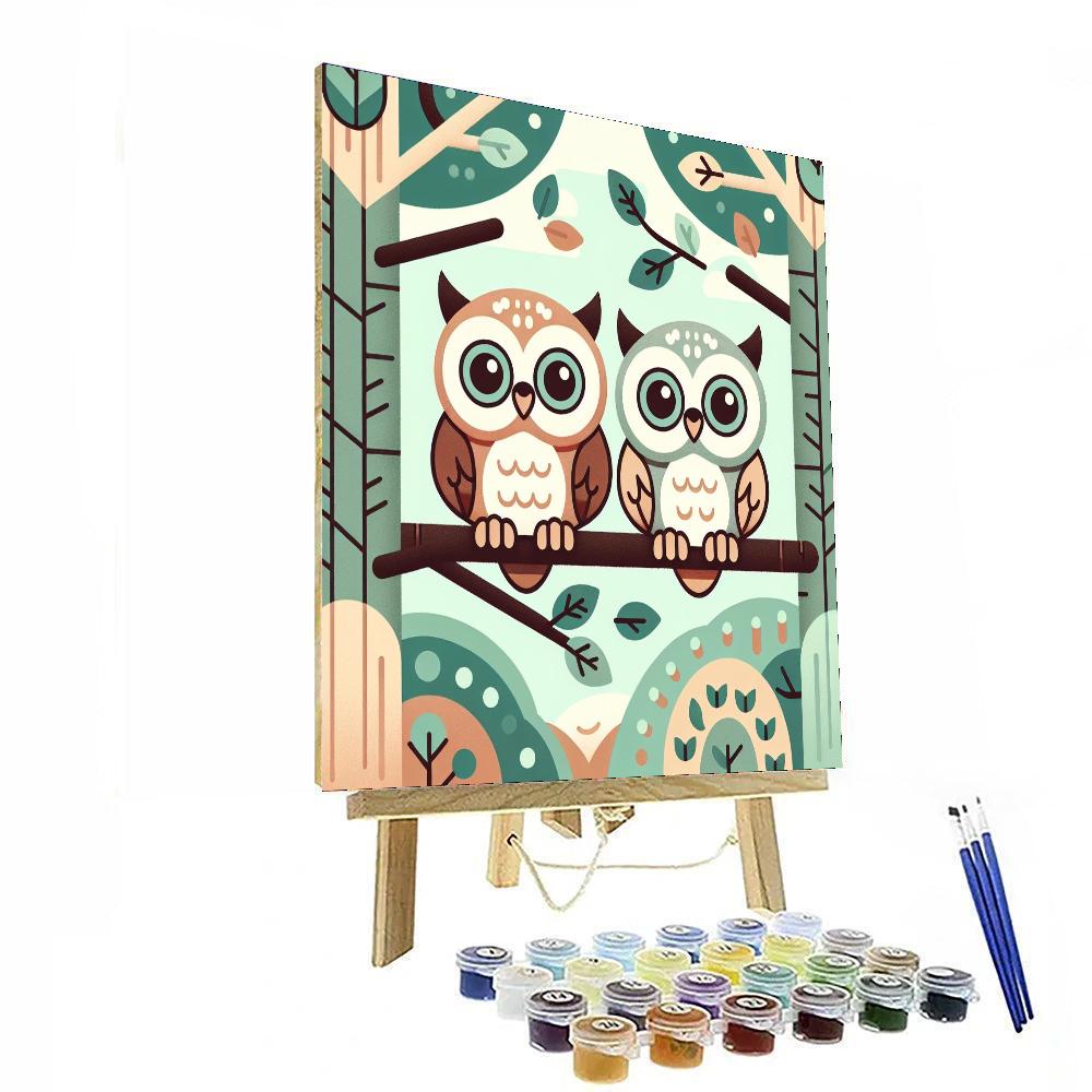 Friendly Forest Owls Painting By Numbers Kit