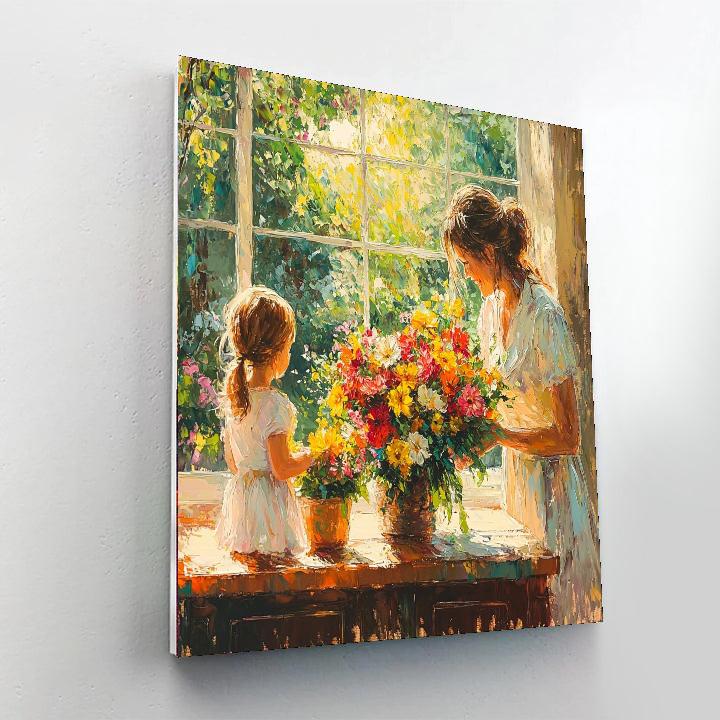 Mothers And Flowers Number Painting