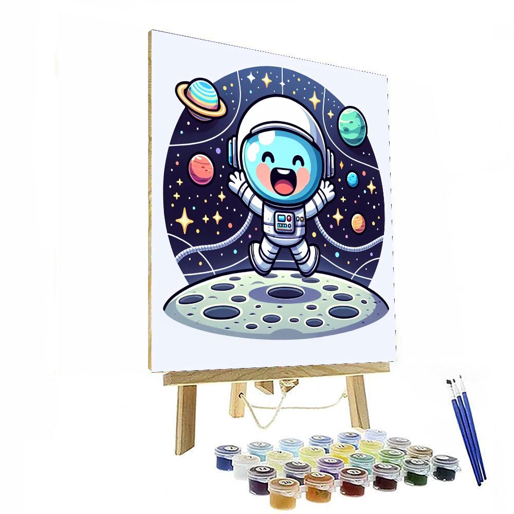 Silly Astronaut On The Moon Painting By Numbers Kit
