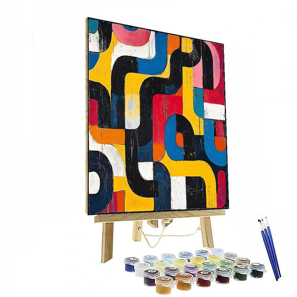 Jean-Michel Basquiat Inspired Prismatic Labyrinth  Number Painting