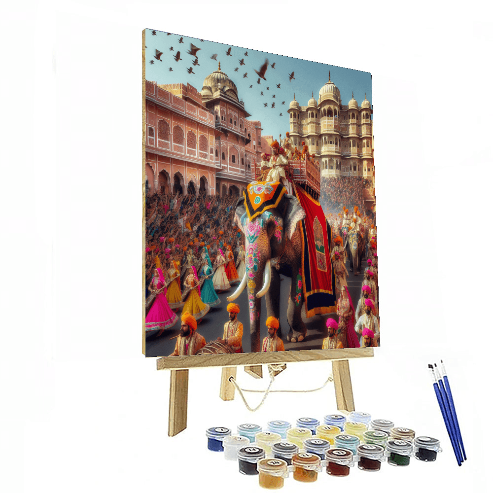 Elephant Festival - India Number Painting