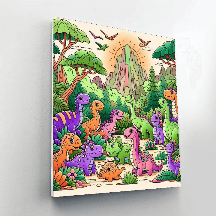 Playful Dinosaur Kingdom Number Painting