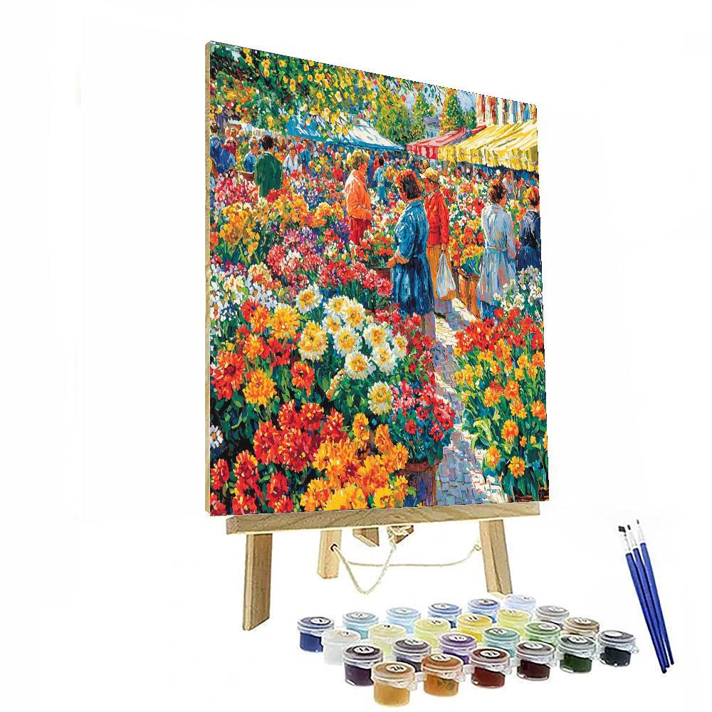 Vincent Van Gogh Inspired Festive Flower Market  Number Painting